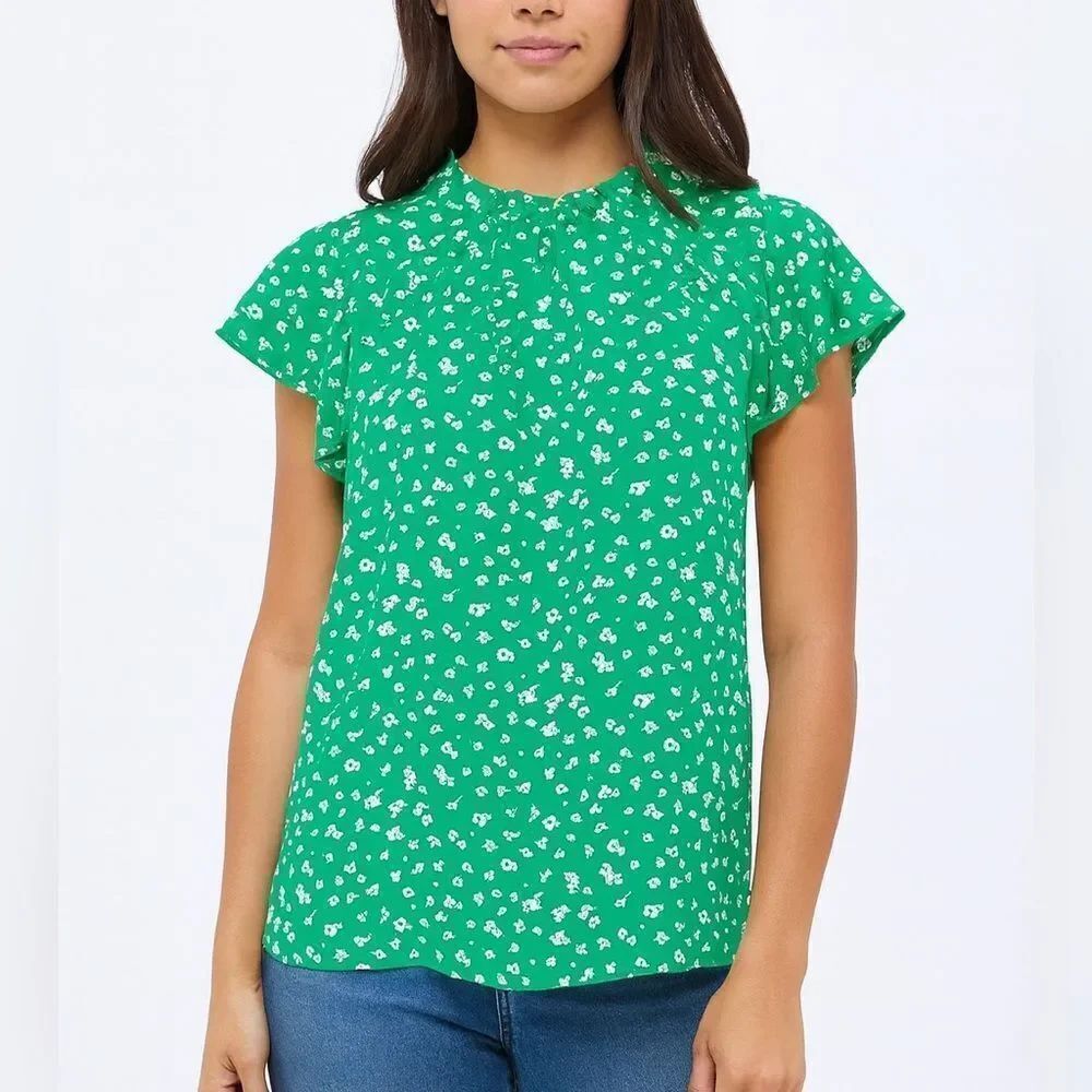 Alice Blue Green Floral Women's Top Size Small